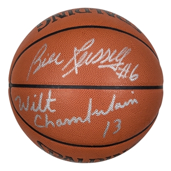 Bill Russell & Wilt Chamberlain Dual Signed Spalding Basketball (PSA/DNA & Beckett)